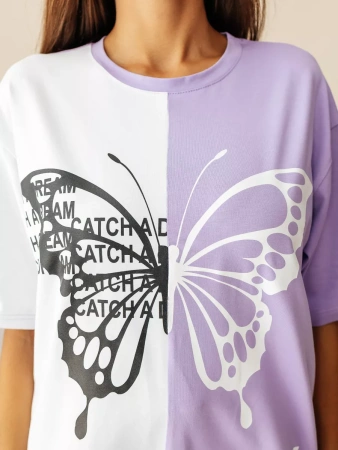 Футболка оверсайз с принтом новогодняя больших размеров