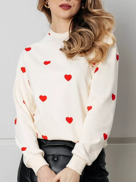 Свитшот женский с сердечками кофта модная ДФ580