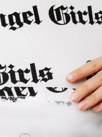 Лонгслив белый с принтом облегающий дк571