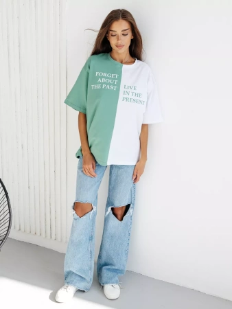 Футболка с принтом оверсайз больших размеров ФК531