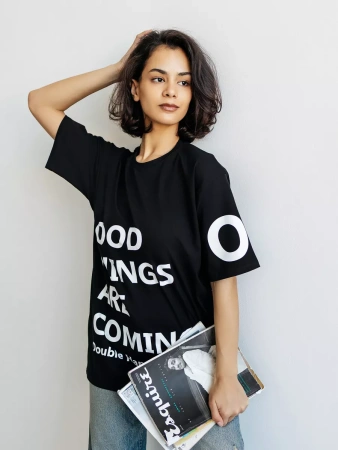 Футболка с принтом оверсайз летняя больших размеров OK