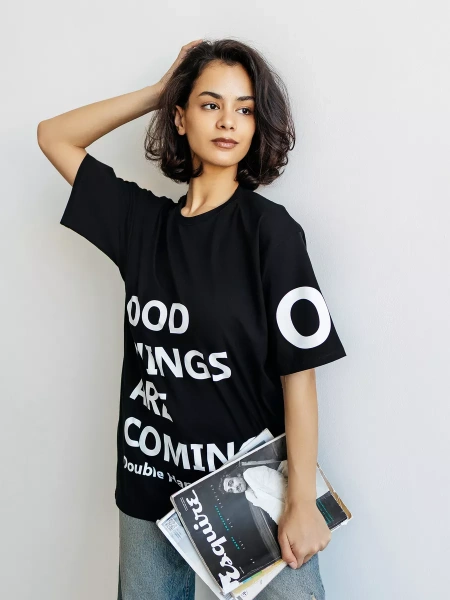 Футболка с принтом оверсайз летняя больших размеров OK