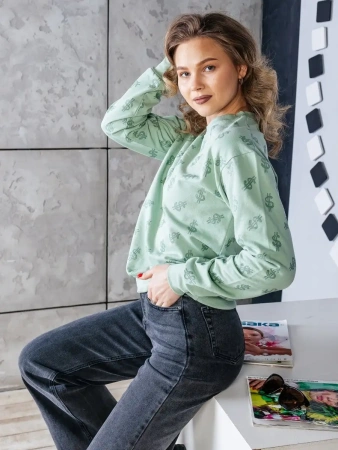 Кофта теплая одежда с принтом и блестками