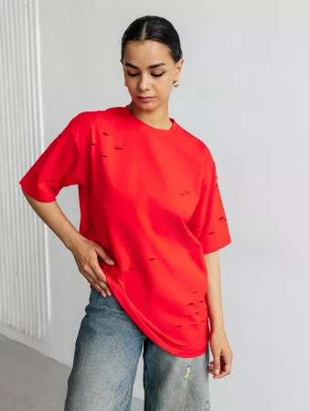 Футболка оверсайз большого размера с дырками