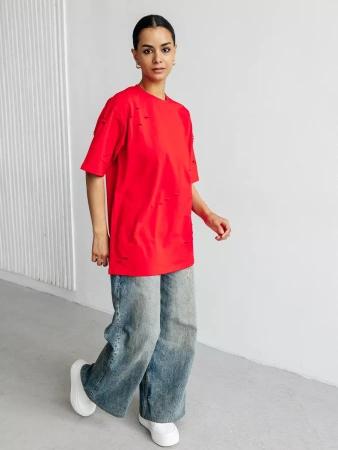 Футболка оверсайз большого размера с дырками