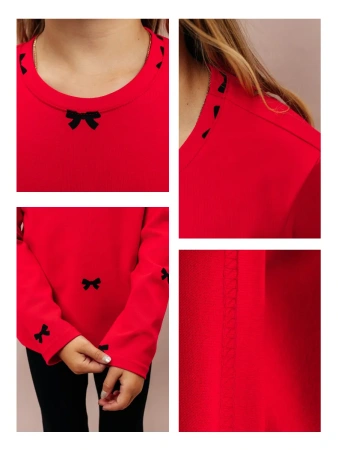 Лонгслив яркий для девочки с принтом в сад