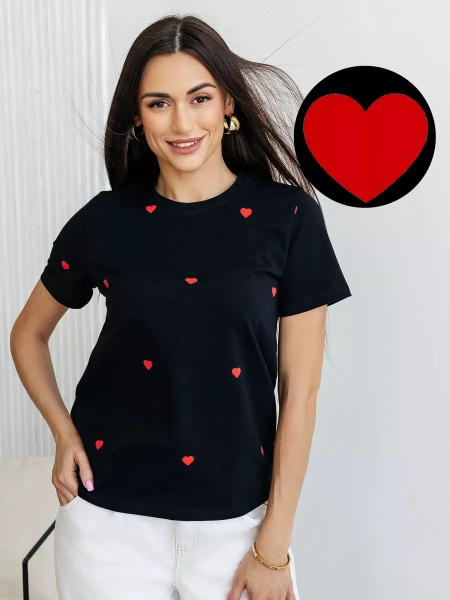 Футболка нарядная с сердечками хлопок больших размеров