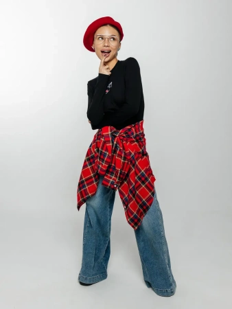 Лонгслив женский с принтом на груди нарядный ДК589