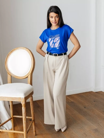 Футболка большого размера с принтом удлиненная нарядная