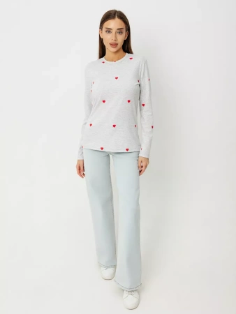 Лонгслив с сердечками облегающий с принтом дк571