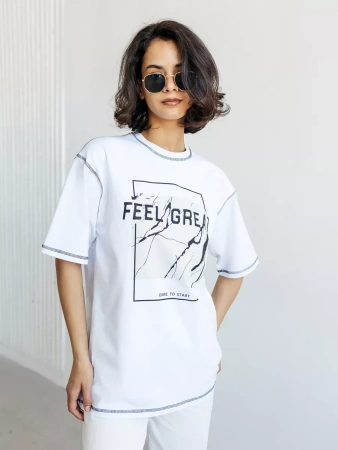 Футболка летняя оверсайз с принтом большие размеры