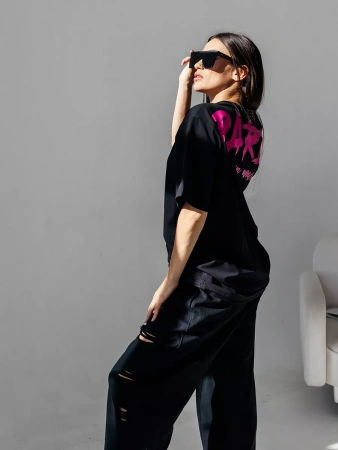 Футболка с принтом оверсайз летняя больших размеров PARIS