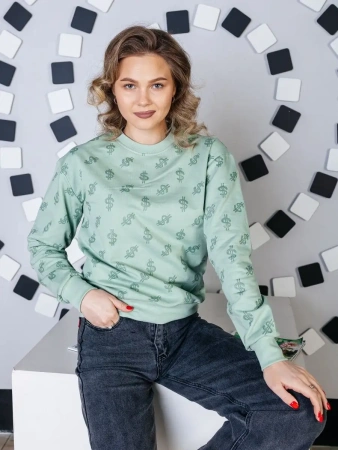 Кофта теплая одежда с принтом и блестками