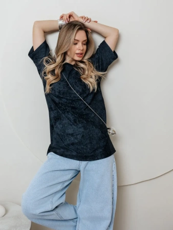 Футболка женская летняя варенка оверсайз базовая хлопок