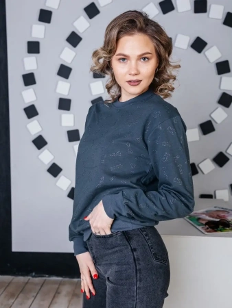 Кофта теплая одежда с принтом и блестками