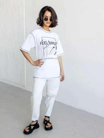 Футболка летняя оверсайз с принтом большие размеры