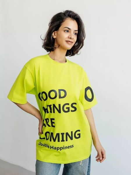 Футболка с принтом оверсайз летняя больших размеров OK