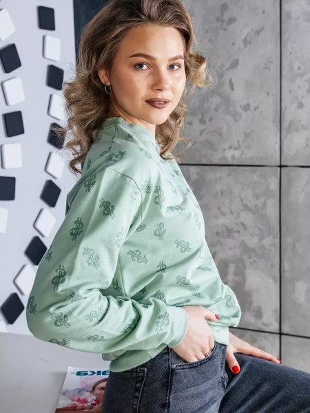 Кофта теплая одежда с принтом и блестками