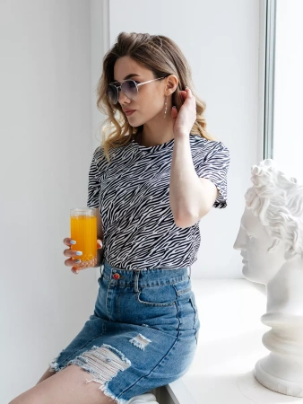 Футболка с принтом хлопок больших размеров новогодняя ФК561