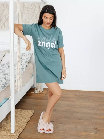 Хлопковая ночная сорочка с надписью