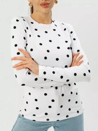 Лонгслив в горошек женский блузка больших размеров дк571