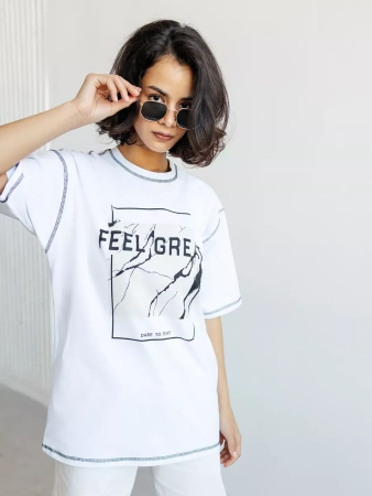 Футболка летняя оверсайз с принтом большие размеры