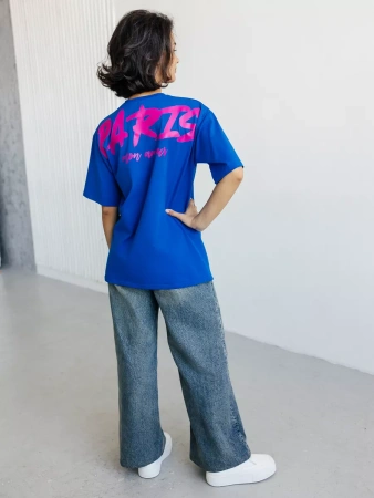 Футболка с принтом оверсайз летняя больших размеров PARIS