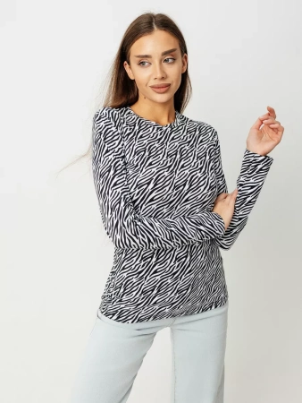 Лонгслив зебра женский облегающий с принтом дк571