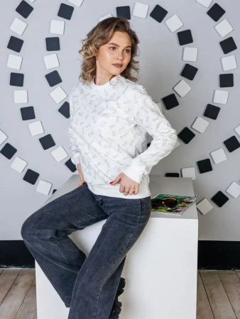 Кофта теплая одежда с принтом и блестками