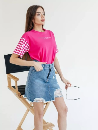 Футболка оверсайз с принтом длинная