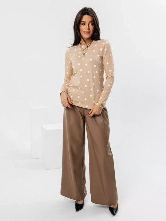 Лонгслив в горошек женский облегающий кофта с принтом дк571