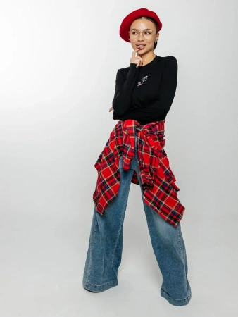 Лонгслив женский с принтом на груди нарядный ДК589