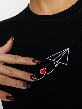 Лонгслив женский с принтом на груди нарядный ДК589