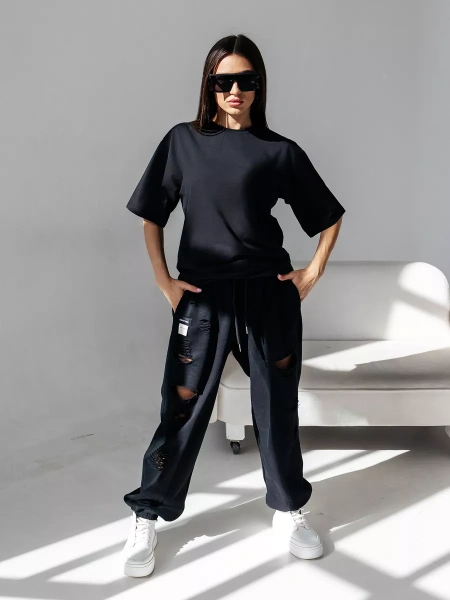 Футболка с принтом оверсайз летняя больших размеров PARIS