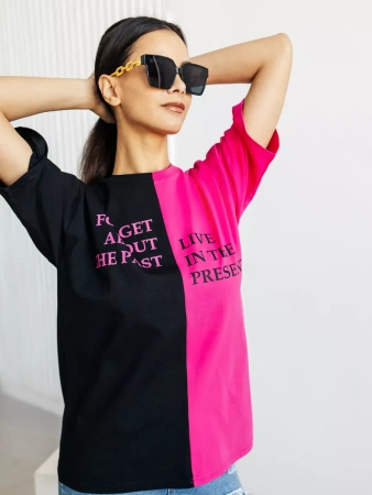 Футболка нарядная оверсайз с принтом больших размеров ФК531