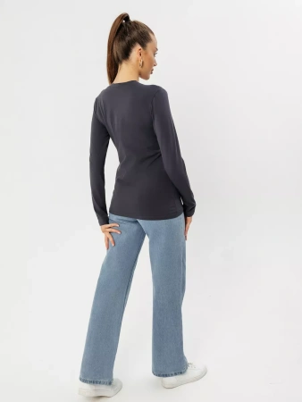 Лонгслив женский облегающий с принтом нарядный ДК589