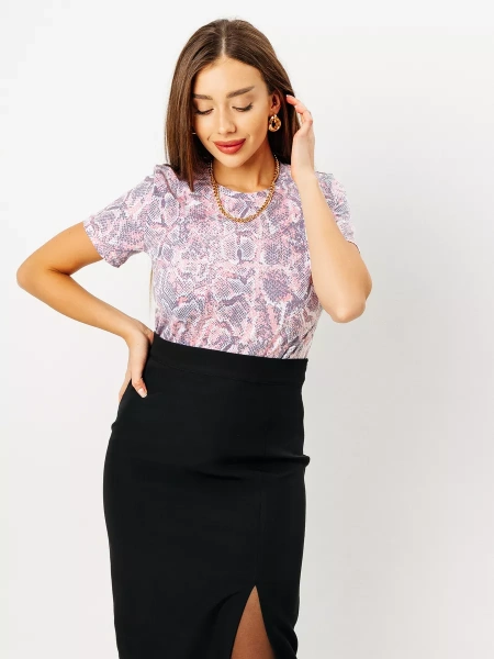 Футболка прямая с принтом хлопок больших размеров ФК561