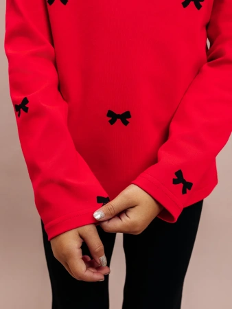 Лонгслив яркий для девочки с принтом в сад