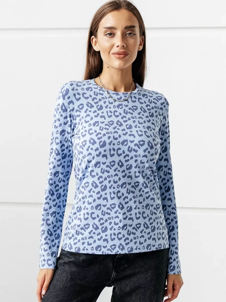 Лонгслив леопард женский облегающий с принтом дк571