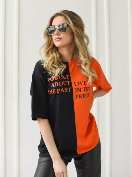 Футболка с принтом оверсайз больших размеров ФК531