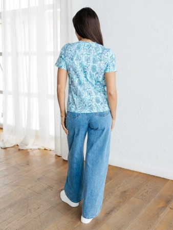 Футболка прямая с принтом хлопок больших размеров ФК561