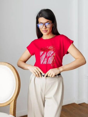 Футболка женская больших размеров с принтом нарядная