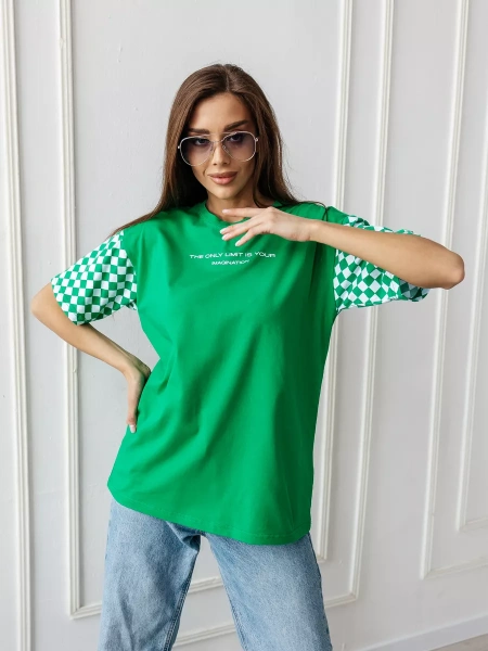 Футболка оверсайз с принтом длинная