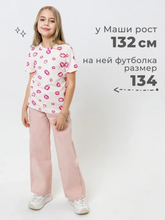 Футболка для девочки с принтом хлопок летняя пляжная