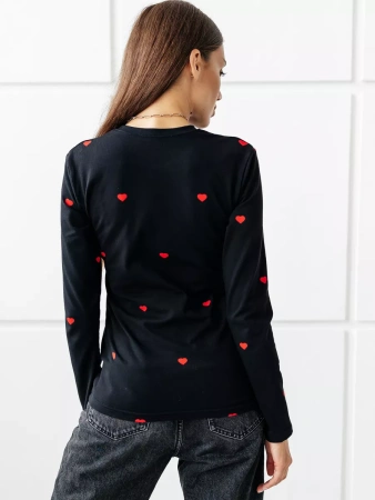Лонгслив с сердечками женский облегающий с принтом дк571