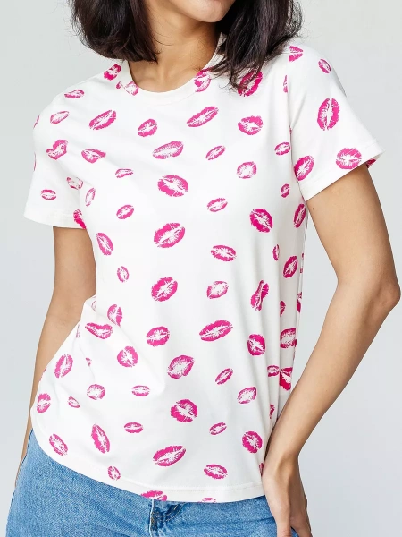 Футболка прямая с принтом хлопок больших размеров ФК561