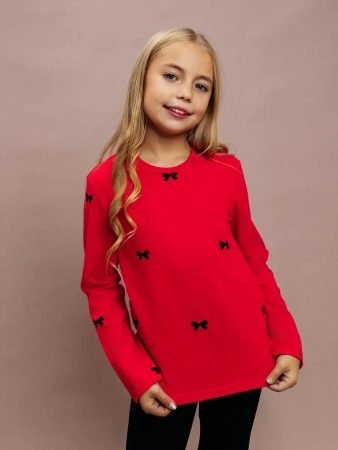 Лонгслив яркий для девочки с принтом в сад