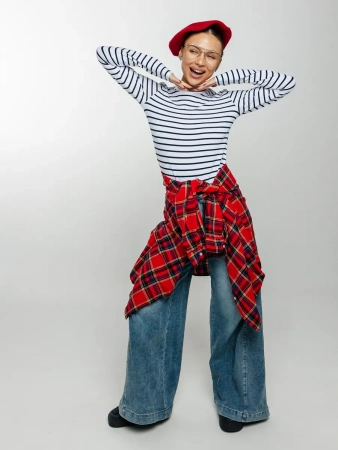 Лонгслив тельняшка большого размера джемпер