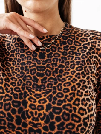 Лонгслив леопардовый женский облегающий с принтом дк571
