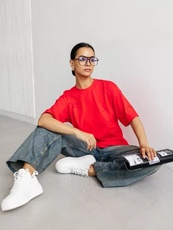 Футболка оверсайз большого размера с дырками